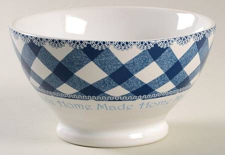 Floral Plaid Blue Soup/Cereal Bowl