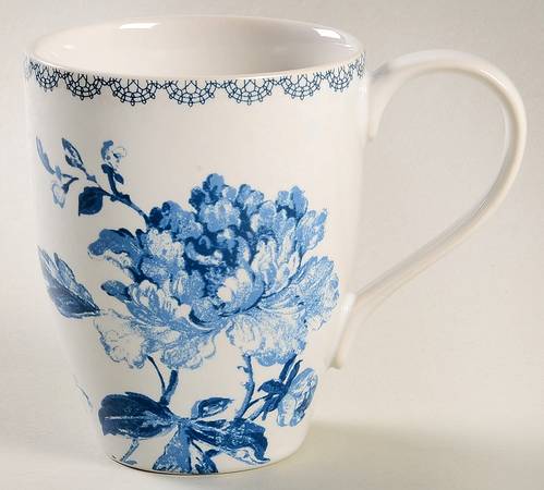 Floral Plaid Blue Mug