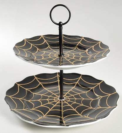 Golden Spiderweb 2 Tiered Serving Tray (Dinner & Salad Plate)