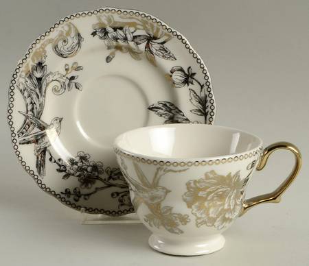 Adelaide Electroplate Gold (Shiny Gold Not Brown) Footed Cup & Saucer Set