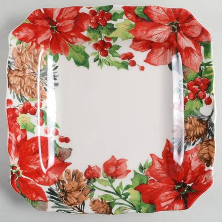 Winter Poinsettia Square Salad Plate