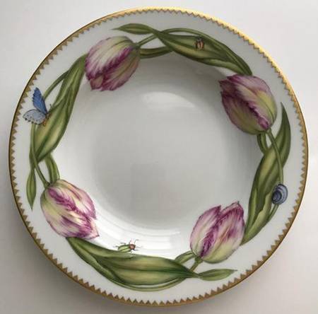 Pink Tulip Large Rim Soup Bowl