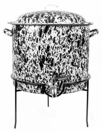 Splatterware Black Beverage Dispenser & Lid w/Metal Stand