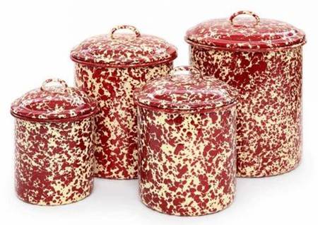 Splatterware Burgundy (4 Piece) Canister Set (Box Set) by Crow Canyon Home