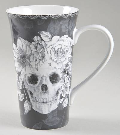 Marbella Skull Black and White Latte Mug