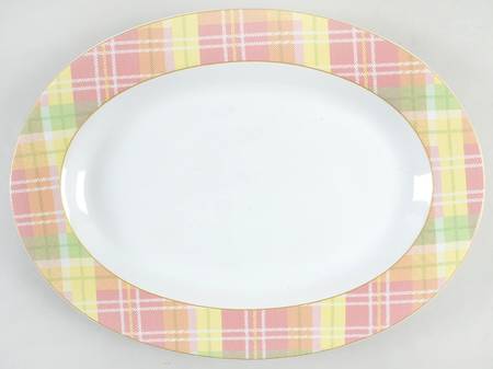 Easter Plaid 14" Oval Serving Platter