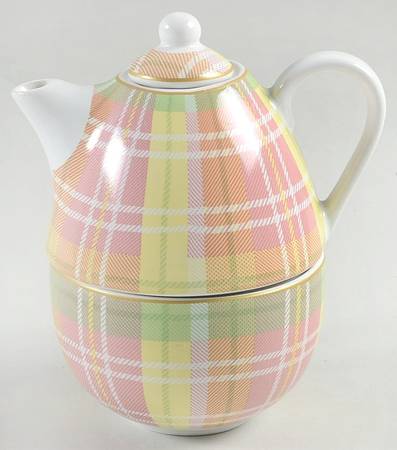Easter Plaid Individual Teapot & Lid with Cup