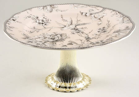 Adelaide Antique White Cake Stand with 4"-5" Metal Pedestal  Hc