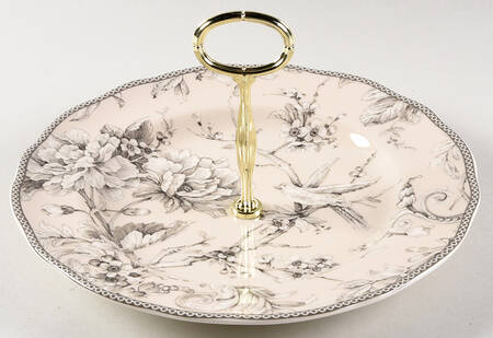 Adelaide Antique White Round Serving Plate with Center Handle (Dp) Hc