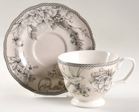 Adelaide Antique White Footed Cup & Saucer Set