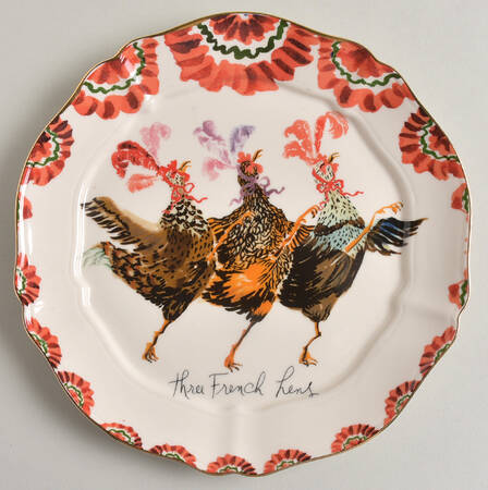 Twelve Days of Christmas Menagerie Salad/Dessert Plate