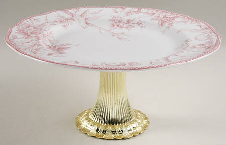 Adelaide Blush Cake Stand with 4"-5" Metal Pedestal  Hc