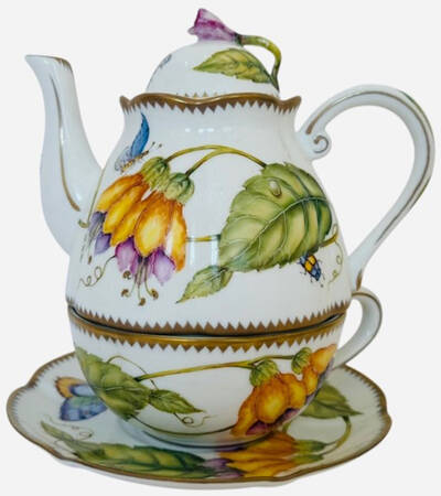 Effortlessly Elegant Tea for 1 (Stacking Teapot w/Cup & Saucer)