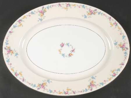 Barbara (Gold Trim) 15" Oval Serving Platter