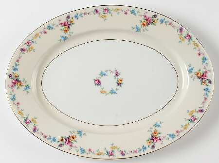 Barbara (Gold Trim) 14" Oval Serving Platter