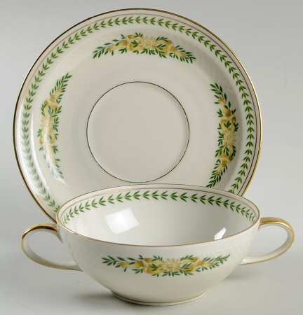 Greenbriar Flat Cream Soup Bowl & Saucer Set by Baronet
