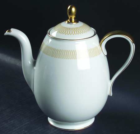 Lyric (Gold Design On White) Coffee Pot & Lid