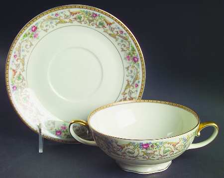Romance Footed Cream Soup Bowl & Saucer Set
