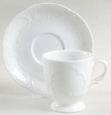 Mozart White Footed Cup & Saucer Set