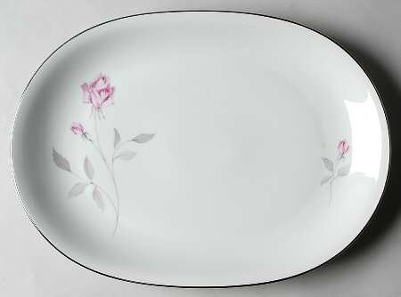 Pink Rose 14" Oval Serving Platter