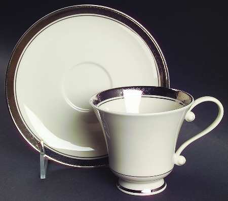 Renee (Platinum) Footed Cup & Saucer Set