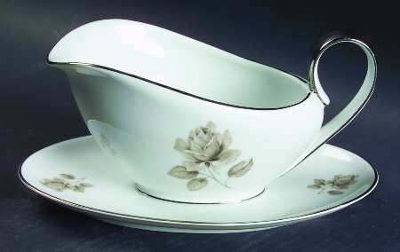 Whispering Rose Gravy Boat with Attached Underplate