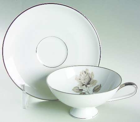 Whispering Rose Footed Cup & Saucer Set