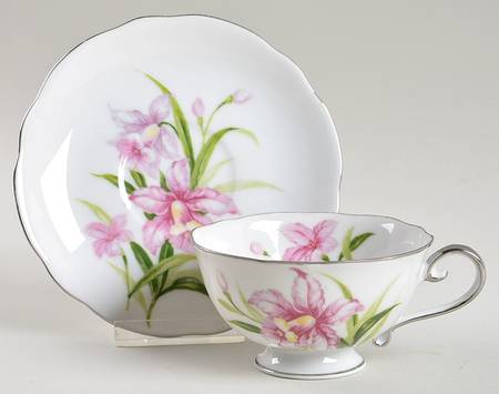 Orchid Footed Cup & Saucer Set