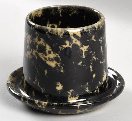 Agate Black and Tan Jam/Jelly w/Attached Underplate No Lid