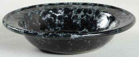 Agate Black and Tan Rim Soup Bowl
