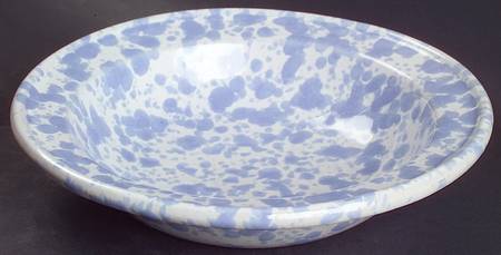 Agate Morning Glory Blue Rim Soup Bowl