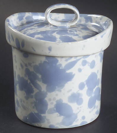 Agate Morning Glory Blue Sugar Bowl & Lid