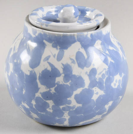 Agate Morning Glory Blue Sugar Bowl & Lid