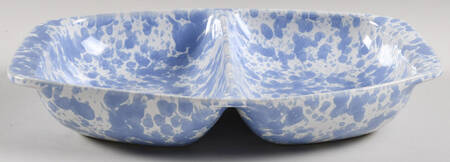 Agate Morning Glory Blue 12" Oval Divided Vegetable Bowl