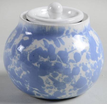 Agate Morning Glory Blue Sugar Bowl & Lid