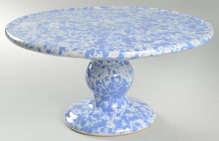 Agate Morning Glory Blue 12" Diameter Pedestal Cake Stand