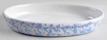 Agate Morning Glory Blue 13" Oval Baker