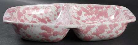 Agate Pink 12" Oval Divided Vegetable Bowl