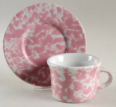 Agate Pink Flat Cup & Saucer Set