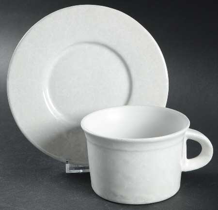 Agate White On White Flat Cup & Saucer Set