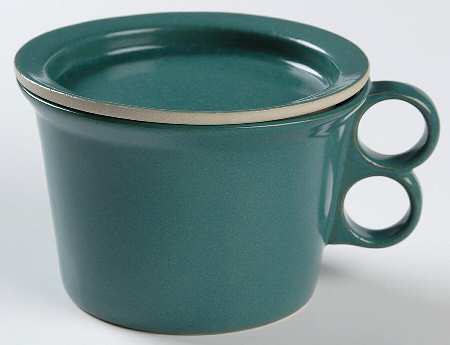 Vermont Green Double Finger Mug & Saucer/Cover