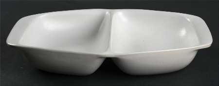 White 12" Oval Divided Vegetable Bowl by Bennington Potters