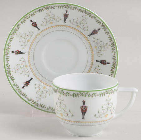 Grenadiers Flat Demitasse Cup & Saucer Set by Bernardaud