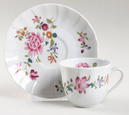 Lowestoft Flat Demitasse Cup & Saucer Set