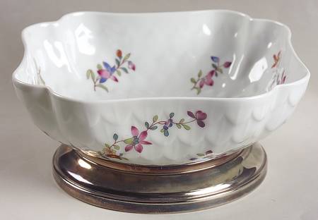 Lowestoft 6" Square Dish with Silverplate Base