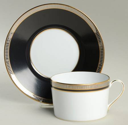 Madison Platinum Black Breakfast Cup & Saucer Set