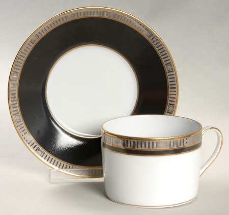 Madison Platinum Black Flat Cup & Saucer Set