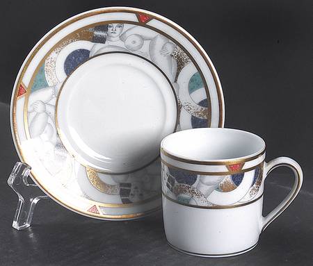 Paris (Geometric Nudes) Flat Demitasse Cup & Saucer Set