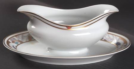 Paris (Geometric Nudes) Gravy Boat with Attached Underplate