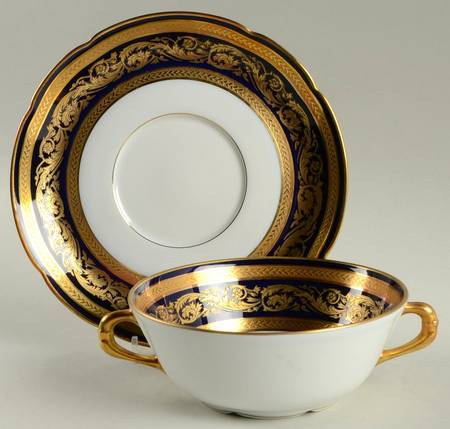Vendome Cobalt Blue Flat Cream Soup Bowl & Saucer Set